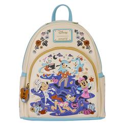 Alegría de Halloween con toque vintage para cada salida. La mini mochila Disney × Loungefly Mickey & Friends celebra la noche de las calabazas con un arte precioso de Mickey, Minnie, Goofy y Donald disfrazados