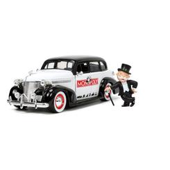 Si te gusta el Monopoly y los coches clásicos, no te pierdas este modelo diecast a escala 1/24 del Chevrolet Master Deluxe de 1939 con una figura de Monopoly. Este vehículo es una réplica fiel del que aparece en el popular juego de mesa