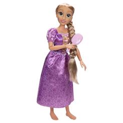Un torrente de cabellos dorados se desliza hasta los 80 cm de altura en la muñeca Rapunzel de Disney, articulada en hombros, codos y muñecas para recrear cada gesto de la princesa aventurera