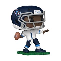 Fuerza Titan en tu estantería con el Funko POP! NFL Tennessee Titans: Cam Ward en vinilo de alta calidad, una pieza que destaca por el casco azul marino con el emblema del equipo, el uniforme blanco con detalles en celeste