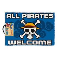 Da la bienvenida a tu hogar con el auténtico espíritu aventurero de One Piece gracias al Felpudo All Pirates Welcome. Este felpudo no solo es funcional, sino que también es una forma divertida y emocionante de mostrar tu pasión por esta legendaria serie.