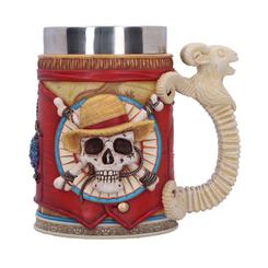 Brinda con espíritu pirata y detalle de vitrina: esta jarra oficial de One Piece rinde homenaje a Luffy con el Jolly Roger en relieve, el mítico sombrero de paja y un asa con forma de carnero que evoca la proa del Going Merry.
