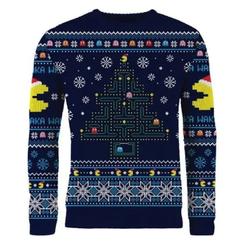 El laberinto más famoso de los recreativos se convierte en un árbol de Navidad lleno de puntos, fantasmas y nostalgia arcade. Esta sudadera navideña Pac-Man transforma la estética del videojuego clásico en una prenda tejida 