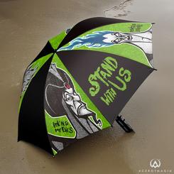 Atrévete a desafiar los días lluviosos con el paraguas plegable de Disney Villanos. Fabricado en 100% poliéster, este paraguas cuenta con una estructura resistente de metal y PVC, 
