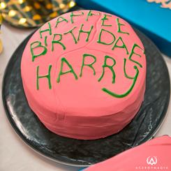 ¡Feliz Cumpleaños Harry! Celebra a Harry Potter todos los días con esta recreación de su pastel de cumpleaños de las películas. Hecho de mágica espuma de memoria de lenta expansión, este pastel de Pufflums 