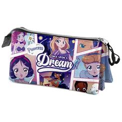 Un estuche que organiza y alegra tu día con estilo de cuento. El Portatodo Comic Princesas Disney triple luce un diseño tipo viñetas con tus heroínas favoritas y ofrece espacio de sobra para bolígrafos, rotuladores