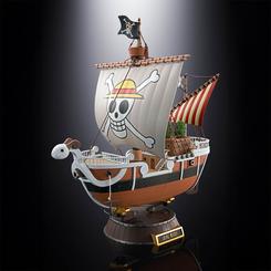 La emblemática Going Merry se alza en esta reproducción 25th Memorial Chogokin de 28 cm, construida en aleación metálica y plástico de alta calidad que recrea cada tablón y detalle del barco original de los Sombrero de Paja. 