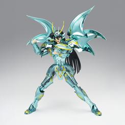Figura Dragon Shiryu God Cloth de Saint Seiya, perteneciente a la denominación Saint Cloth Myth EX y con 17,5 cm de altura. Representa a Shiryu en posición de combate con la armadura God Cloth de Dragón.