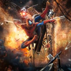 Convierte tu espacio en el epicentro de la acción arácnida con la estatua Art Scale Spider-Man 10th Anniversary, una obra de resina a escala 1/10 que alcanza los 29 cm de altura sobre una base inspirada en la ciudad de Nueva York. 