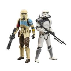 Pack de dos figuras articuladas Scarif Stormtrooper y Magma Stormtrooper de Star Wars: Battlefront. Pertenecen a The Black Series de Hasbro, miden 15 cm e incluyen accesorios.
