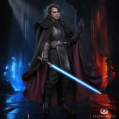 Figura de Anakin Skywalker Concept Art de Star Wars: Revenge of the Sith a escala 1/6 y 31 cm. Incluye ojos azules y Sith intercambiables, sables rojos y azules, iluminación LED USB y 30 puntos de articulación.