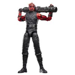 El rojo y el negro dominan la escena antes incluso de reparar en el enorme armamento que descansa sobre sus hombros. La <strong>figura Icarus Black Series</strong> lleva al formato coleccionable la presencia del personaje de Star Wars: Maul – Shad