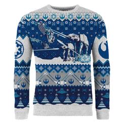 La Batalla de Hoth atraviesa el invierno con esta sudadera navideña Star Wars AT-AT Assault, una prenda donde el frío y la acción forman parte de la misma escena. El avance imperial ocupa el frontal con caminantes AT-AT