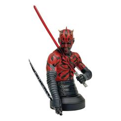 La imponente presencia de Darth Maul cobra vida en este busto de resina a escala 1/6, inspirado en su apariencia en Star Wars: The Clone Wars. Con sus característicos tatuajes Sith recorriendo su torso 