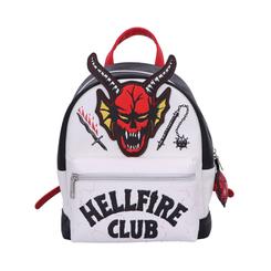 Actitud ochentera lista para la aventura. La mochila Hellfire Club de Stranger Things (licencia oficial) luce el emblema del club en grande y un look blanco/negro con detalles rojos que entra por los ojos.