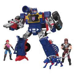 ¡Los mundos de los robots Transformers y G.I. Joe se fusionan con las figuras de acción G.I. Joe x Transformers Soundwave Dreadnok Thunder Machine, Zartan y Zarana! El emblemático Dreadnok Thunder Machine de G.I. Joe es ahora un robot Transformers.