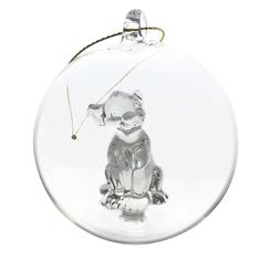 Adorno de Navidad Simba basado en el clásico de Disney El Rey León. Esta obra de arte está realizada en vidrio de color transparente con la figura de Simba, en la sabana, Simba, el Rey León