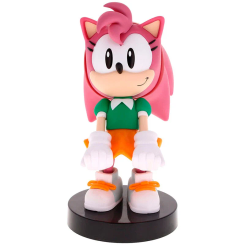 Soporte Cable Guy de 20 cm con figura de Amy Rose de Sonic, compatible con mandos y teléfonos inteligentes, ideal para organizar y cargar dispositivos sin incluir cable.