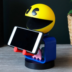 Soporte Cable Guy Pac Man de 20 cm para mandos y teléfonos, compatible con PS5, Xbox Series y iPhone. Representa a Pac Man con detalles de la franquicia y base estable para carga y sujeción.