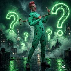 Figura Movie Masterpiece de Riddler de Batman Forever a escala 1/6 y de unos 31 cm. Incluye rostros intercambiables, ojos móviles, más de 30 puntos de articulación y equipo NygmaTech con iluminación LED verde.