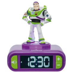 Despertador digital con luz nocturna 3D de Buzz Lightyear de Toy Story Disney Pixar, con pantalla LCD retroiluminada, alarma con melodías y figura decorativa del personaje.