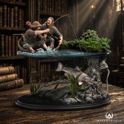 La estatua El Señor de los Anillos Sméagol y Déagol convierte una escena tranquila en el instante exacto en que todo empieza a romperse. La balsa, el agua partida en dos niveles y el anillo oculto bajo la superficie crean una pieza de colección
