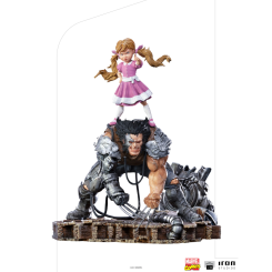 Figura Albert and Elsie-Dee de X-Men a escala 1/10 con base que simula restos de la Mansión X. Representa a Albert en combate y a Elsie-Dee dirigiendo la acción, combinando elementos mecánicos y humanos en una pieza detallada para coleccionistas.