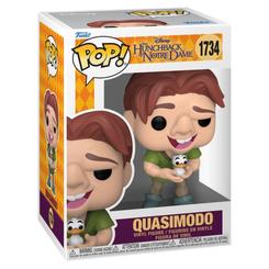 Figura POP Disney El Jorobado de Notre Dame Quasimodo with Bird en vinilo con caja regalo. Representa a Quasimodo sosteniendo un pájaro, con el estilo característico de las figuras POP.
