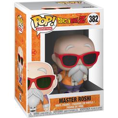 Figura POP de Master Roshi de Dragon Ball Z en vinilo de 9 cm. Representa al personaje con su bastón y gafas rojas, parte de la serie 4 en caja regalo.