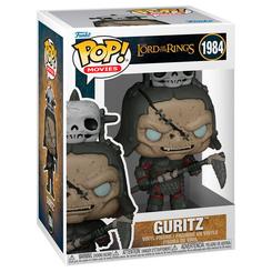 Figura POP de Guritz de El Señor de los Anillos en vinilo, con su casco y arma característica, presentada en caja regalo ideal para coleccionistas y fans de la saga.