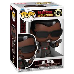 Figura POP Marvel Deadpool &amp; Wolverine Blade de vinilo con 9 cm de altura en caja regalo. Representa a Blade con su traje oscuro y pistola, ideal para coleccionistas de Marvel.