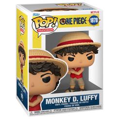 Figura POP One Piece Monkey D. Luffy en vinilo con su sombrero de paja y chaleco rojo. Presentada en caja regalo, es una pieza compacta y estilizada para coleccionistas del anime One Piece.