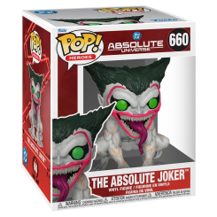Figura POP Super DC Comics Absolute Universe The Absolute Joker en vinilo con caja regalo. Representa al Joker con su diseño característico y ojos verdes, ideal para coleccionistas del universo DC Comics.