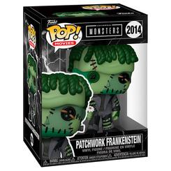Figura POP Universal Monsters Patchwork Frankenstein de vinilo con diseño de parches y botones. Mide unos 9 cm y se presenta en caja regalo, ideal para coleccionistas del universo de monstruos clásicos.