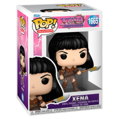Figura POP de Xena Princesa Guerrera de 9 cm en vinilo con su lanza característica. Presentada en caja para regalo, es una pieza estilizada de la serie FUNKO POP.