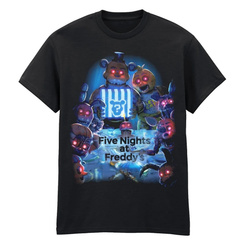 Camiseta Five Nights at Freddy’s Thanksgiving Black de licencia oficial con diseño oscuro y personajes animatrónicos. Disponible en varias tallas y fabricada con materiales de alta calidad para uso cómodo y duradero.