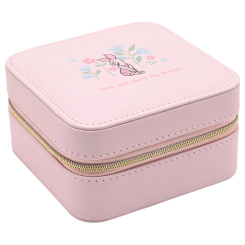 Joyero compacto Piglet de Winnie the Pooh Disney con cierre de cremallera y diseño bordado en rosa, ideal para guardar baratijas y accesorios con estilo y funcionalidad.
