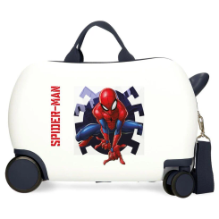 Maleta trolley ABS Attack Spiderman Marvel de 45 cm con 4 ruedas, 2 multidireccionales, fabricada en ABS resistente y ligera. Diseño infantil con la imagen de Spiderman sobre fondo blanco.