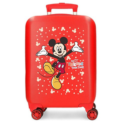 Maleta trolley ABS de 50 cm con diseño de Mickey Mouse y texto Best Friends Together. Cuenta con cierre TSA, 4 ruedas dobles multidireccionales, sistema expandible y organizador interior.