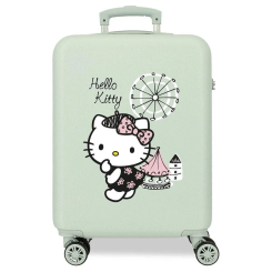 Maleta trolley ABS de 55 cm con diseño de Hello Kitty, fabricada en ABS con cierre TSA, 4 ruedas dobles multidireccionales, sistema expandible y organizador interior para facilitar el viaje.