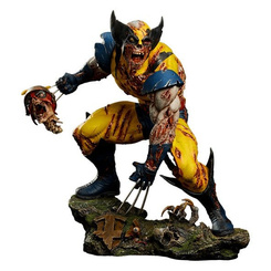 Estatua Wolverine: Marvel Zombies de 29 cm con base detallada que incluye huesos y restos en ruinas. Representa al mutante zombificado con su traje desgarrado y esqueleto de adamantium visible. Pieza oficial de Marvel Zombies.