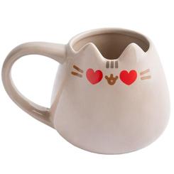Taza 3D Pusheen de cerámica con diseño tridimensional del gato Pusheen y expresión con ojos en forma de corazón. Fabricada por ERIK, ideal para bebidas calientes y decoración.