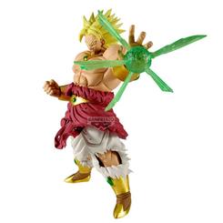 Figura Broly G X Materia Dragon Ball Z de 22 cm fabricada por Banpresto, con efecto de energía verde y diseño detallado del personaje en su forma Super Saiyan.