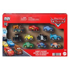 Blister con 10 mini coches metálicos de Cars Disney Pixar que reproducen personajes de la película original. Set variado para coleccionar o jugar con detalles auténticos y colores fieles al universo Cars.