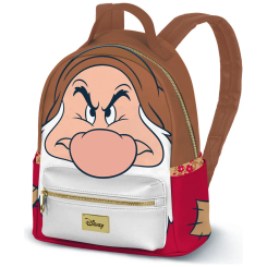 Mochila urbana de 29x25x16 cm con diseño de Gruñon de Blancanieves Disney. Incluye compartimento principal, bolsillo delantero con cremallera, dos bolsillos laterales y forro interior con bolsillo para organizar objetos.