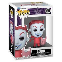 Figura POP Disney The Nightmare Before Christmas Lock en vinilo con su máscara característica. Forma parte de la línea POP! y se presenta en caja para regalo.
