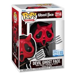 Figura Pop Ghost Face Devil Ghost Face Exclusive en vinilo con diseño rojo y negro. Presentada en caja regalo, pertenece a la línea exclusiva Funko POP Movies y destaca por su originalidad dentro de la colección.
