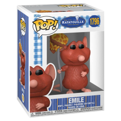 Figura POP de Emile de Ratatouille en vinilo, con hongo y caja regalo con ventana transparente. Representa al personaje en el estilo característico de las figuras POP.