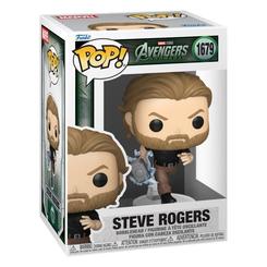 Figura POP de Steve Rogers de Avengers Doomsday en vinilo con cabeza oscilante, presentada en caja regalo oficial. Diseño característico de la línea POP! ideal para coleccionistas del universo Marvel.