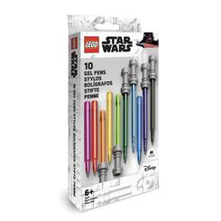 Set de 10 bolígrafos de gel Star Wars de LEGO con licencia oficial, cada uno mide 13,3 cm y tiene empuñadura removible que simula sables de luz de la saga.
